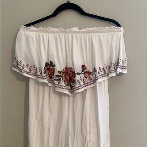 White floral strapless jumpsuit